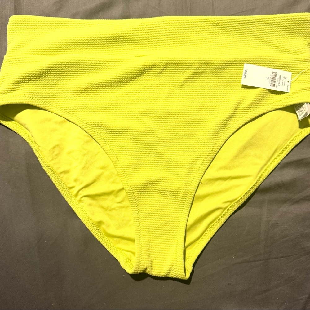 Old Navy Neon Yellow High Waist Bikini Bottoms